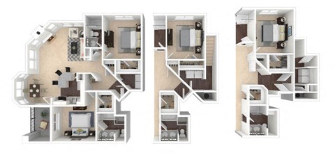 Floor plan for 2 beds, 2 baths, 1297 sqft